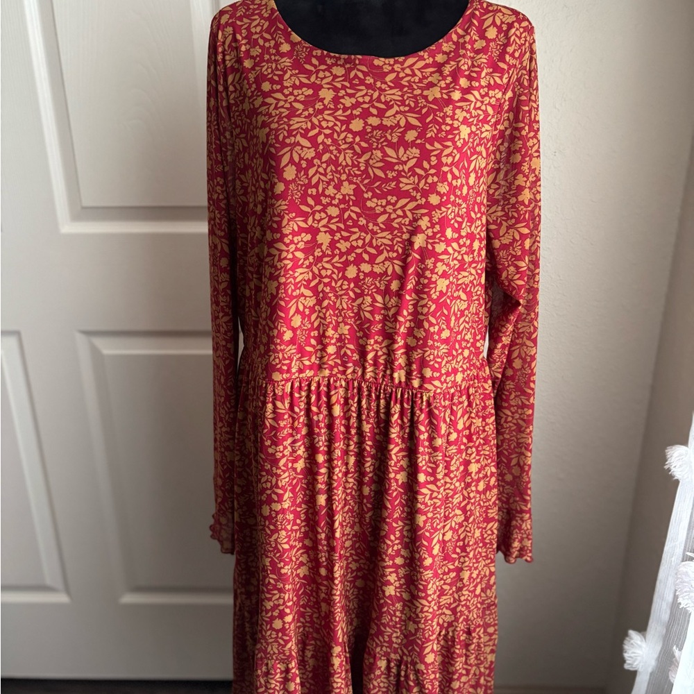 Floral Red Dress